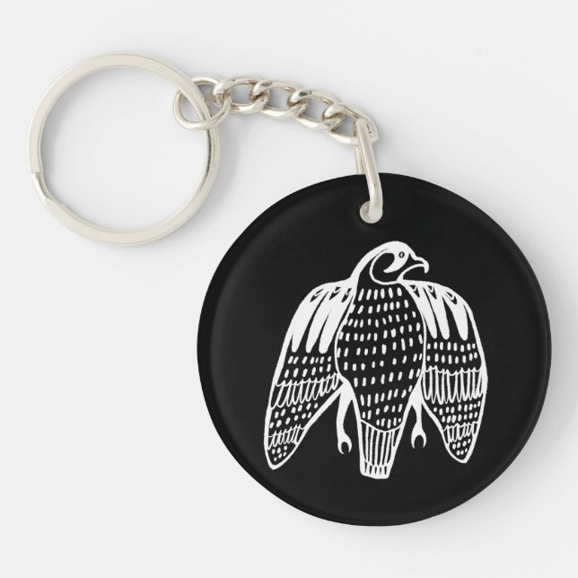 Fierce Falcon black white Key Ring (Front)