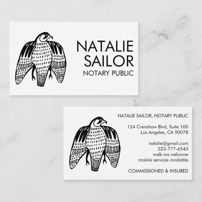 FIERCE FALCON Unique Modern Logo Notary Public Business Card (Front/Back)