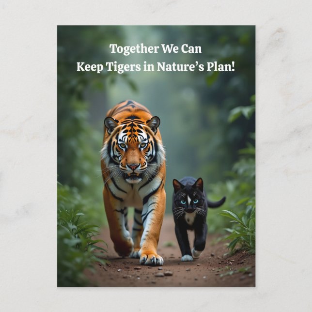 Fierce Feline Friends on the Prowl Holiday Postcard (Front)