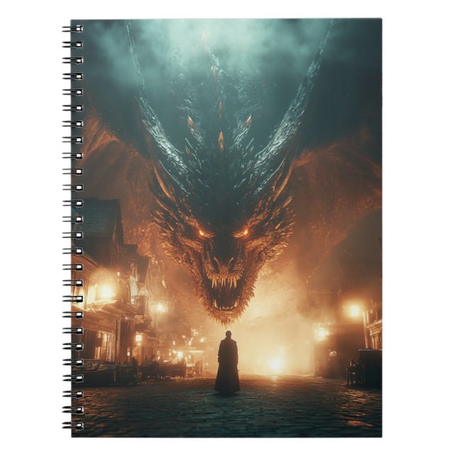 Fierce Fiery Angry Black Ancient Dragon  Notebook (Front)