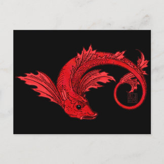 Fierce Fiery Red Flying Elemental Fish Postcard