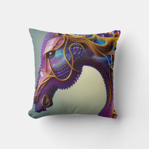 Fierce Fractural Gems Horse Head Cushion