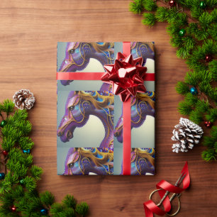 Fierce Fractural Gems Horse Head   Wrapping Paper