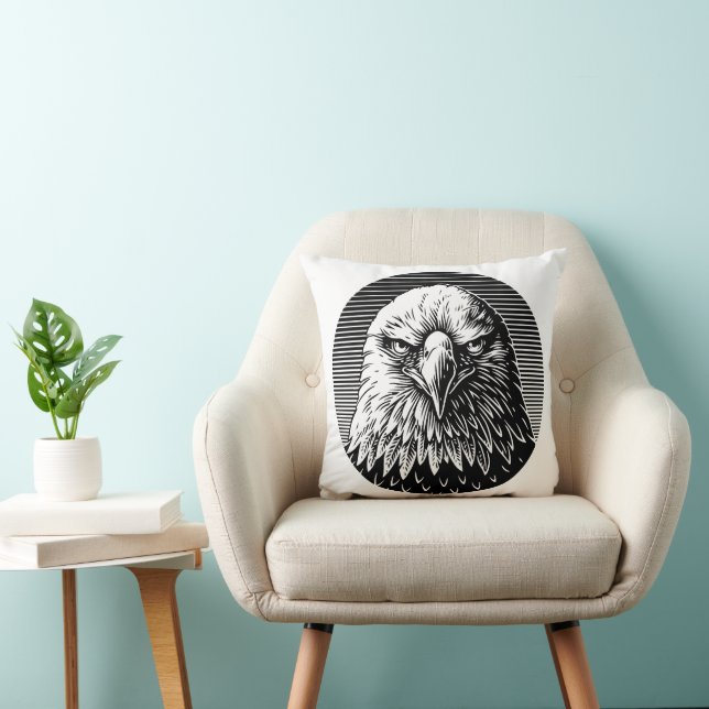 Fierce Fury: The Powerful Gaze of an Eagle Cushion (Chair)