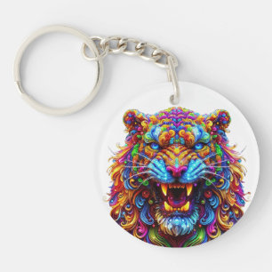 Fierce Glowing Tiger Key Ring