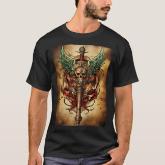 Fierce Guardian Skull Tattoo T-Shirt