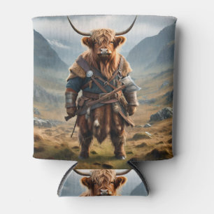 Fierce Highland Warrior: The Courageous Cow Viking Can Cooler