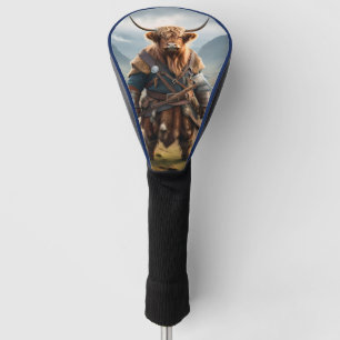 Fierce Highland Warrior: The Courageous Cow Viking Golf Head Cover