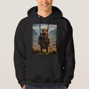 Fierce Highland Warrior: The Courageous Cow Viking Hoodie