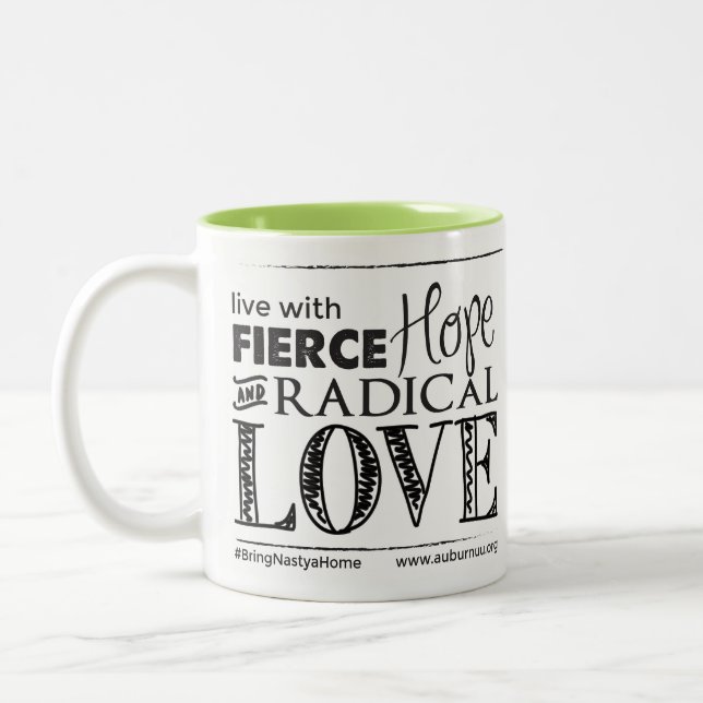 Fierce Hope & Radical Love - Drinkware Two-Tone Coffee Mug (Left)