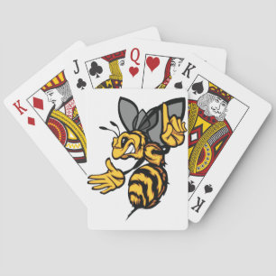 Fierce Hornet Mascot Angry Yellow Playing Cards