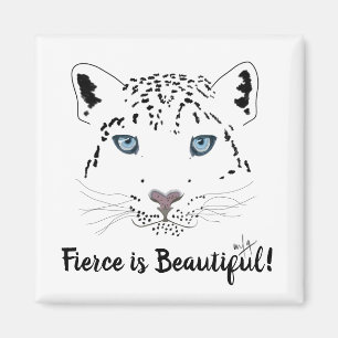 Fierce is Beautiful   Modern Snow Leopard Magnet