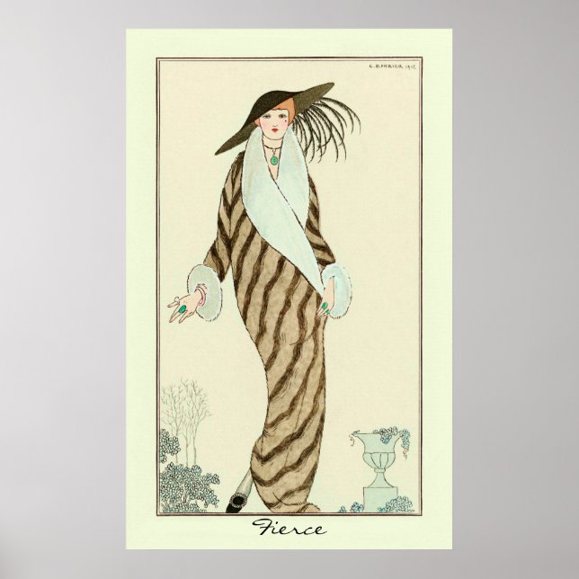 Fierce Lady Vintage Art Deco Fashion  Poster (Front)
