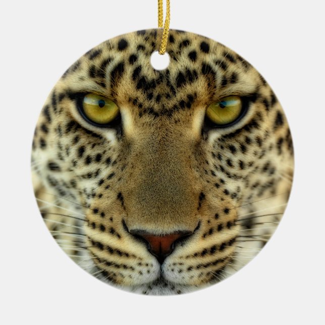 Fierce Leopard Ceramic Tree Decoration (Front)