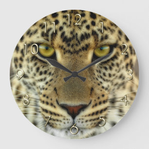 Fierce Leopard Large Clock