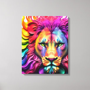 Fierce Lion "Defender" Colorful Abstract Christian Canvas Print