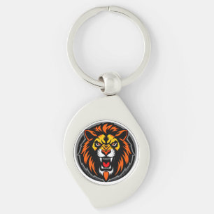 Fierce Lion Head Graphic Vibrant Key Ring