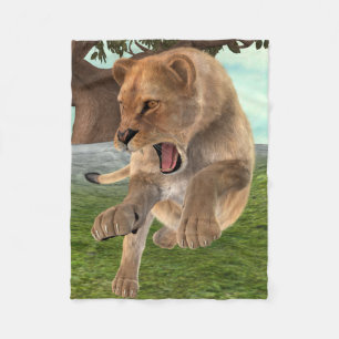 Fierce Lioness Jungle Adventure Art Fleece Blanket