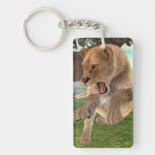 Fierce Lioness Jungle Adventure Art Key Ring