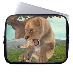 Fierce Lioness Jungle Adventure Art Laptop Sleeve