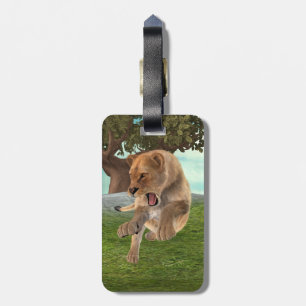 Fierce Lioness Jungle Adventure Art Luggage Tag