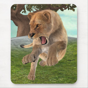 Fierce Lioness Jungle Adventure Art Mouse Mat