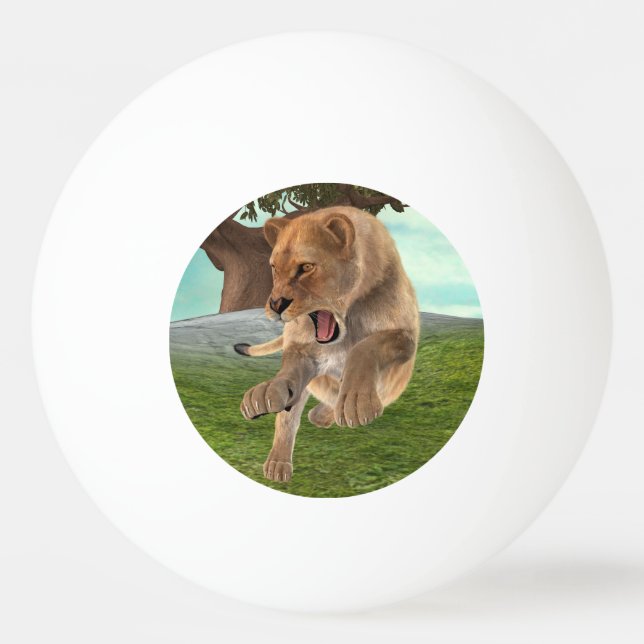 Fierce Lioness Jungle Adventure Art Ping Pong Ball (Front)