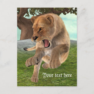 Fierce Lioness Jungle Adventure Art Postcard