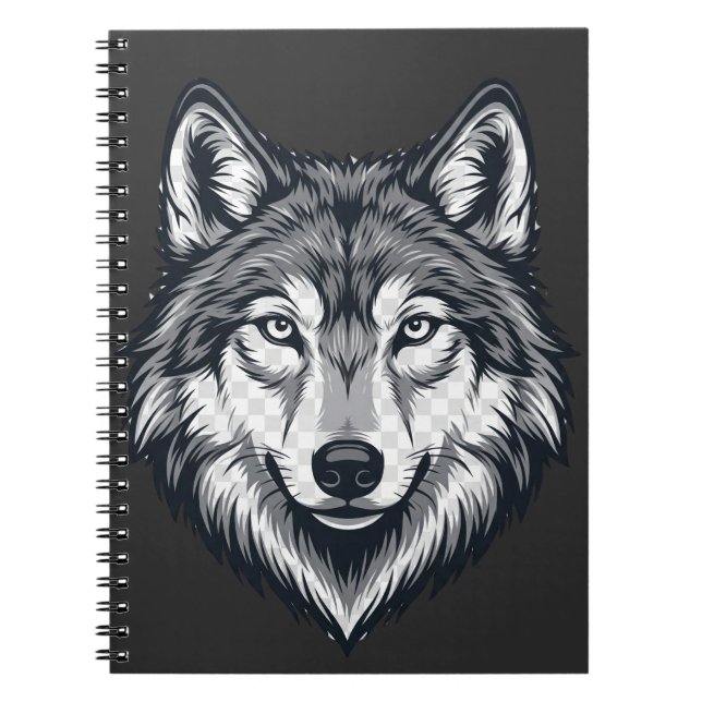 Fierce Lone Wolf Head Graphic Spiral Notebook (Front)