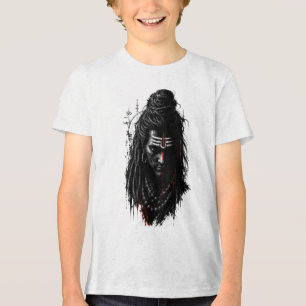 Fierce Lord Shiva Mahakal Grunge Dark Splash Art Tri-Blend Shirt