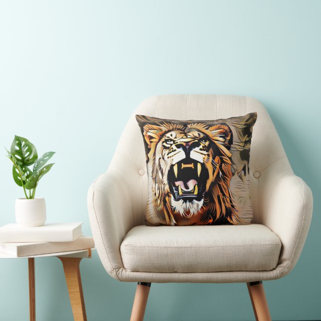 Fierce Majestic Lion - King Of The Beasts Cushion (Chair)