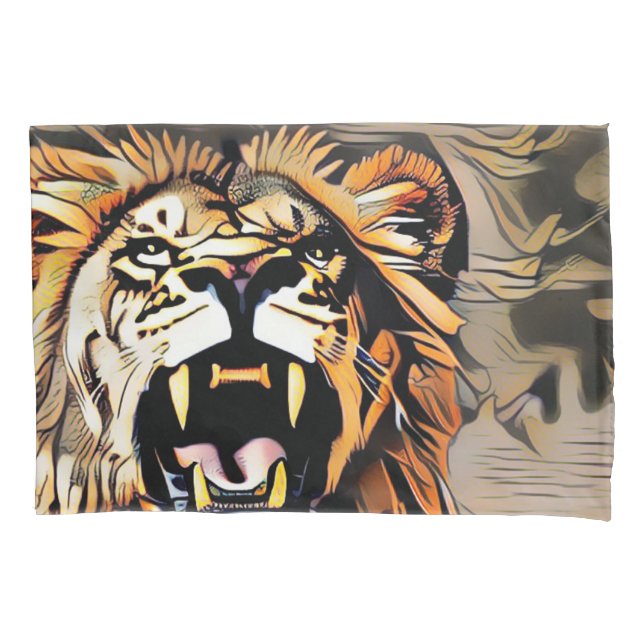 Fierce Majestic Lion - King Of The Beasts Pillowcase (Front-Left)