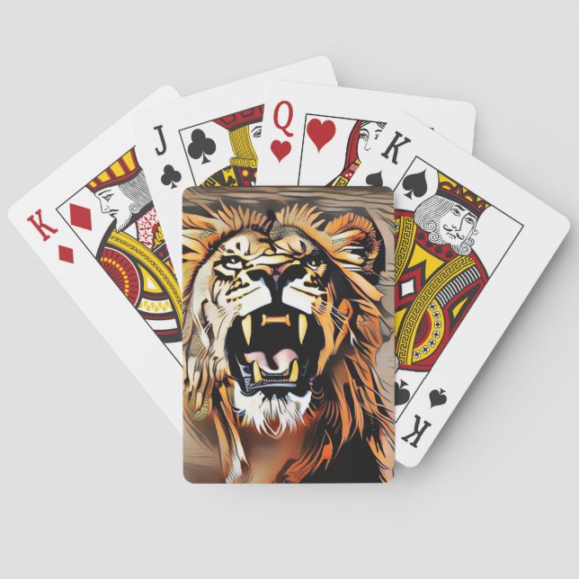 Fierce Majestic Lion - King Of The Beasts Playing Cards (Back)