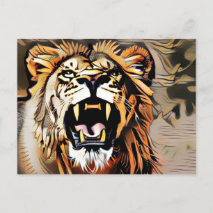 Fierce Majestic Lion - King Of The Beasts Postcard