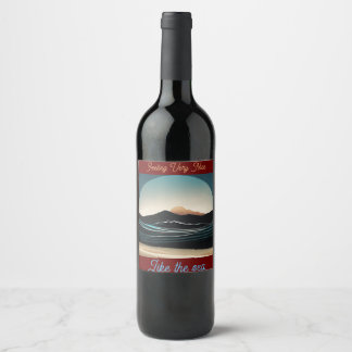 Fierce Minimalist Mont beach Ocean Wave Logo Wine Label