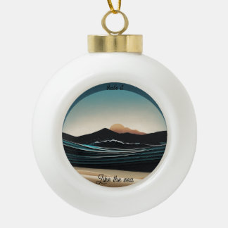Fierce Minimalist Monta beach Ocean Wave Logo - Ceramic Ball Christmas Ornament