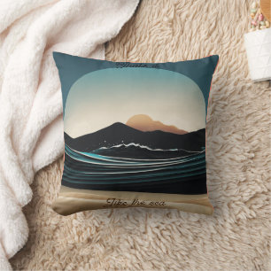 Fierce Minimalist Monta beach Ocean Wave Logo - Cushion