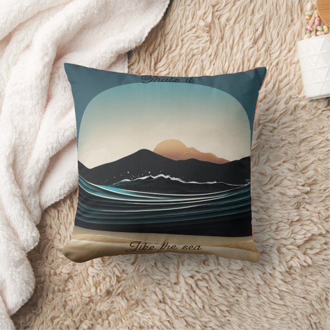 Fierce Minimalist Monta beach Ocean Wave Logo - Cushion (Blanket)