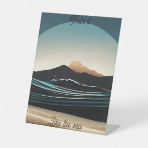 Fierce Minimalist Monta beach Ocean Wave Logo - Pedestal Sign