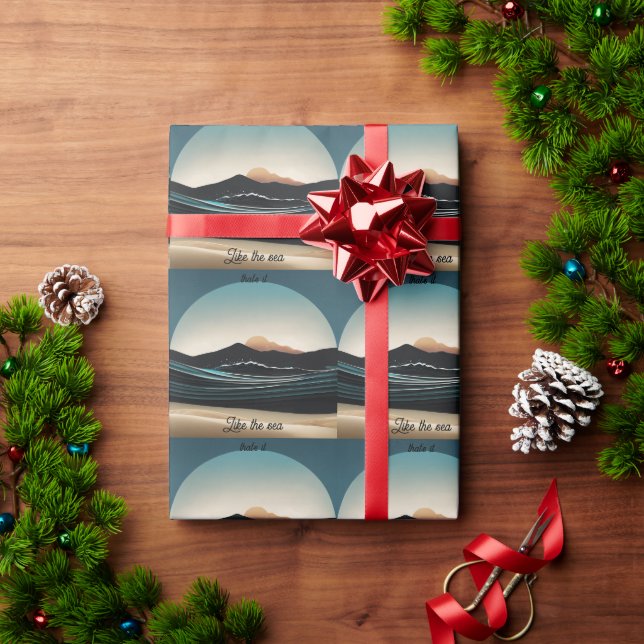 Fierce Minimalist Monta beach Ocean Wave Logo - Wrapping Paper (Holiday Gift)