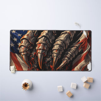 Fierce Monster Tearing American Flag Art Desk Mat