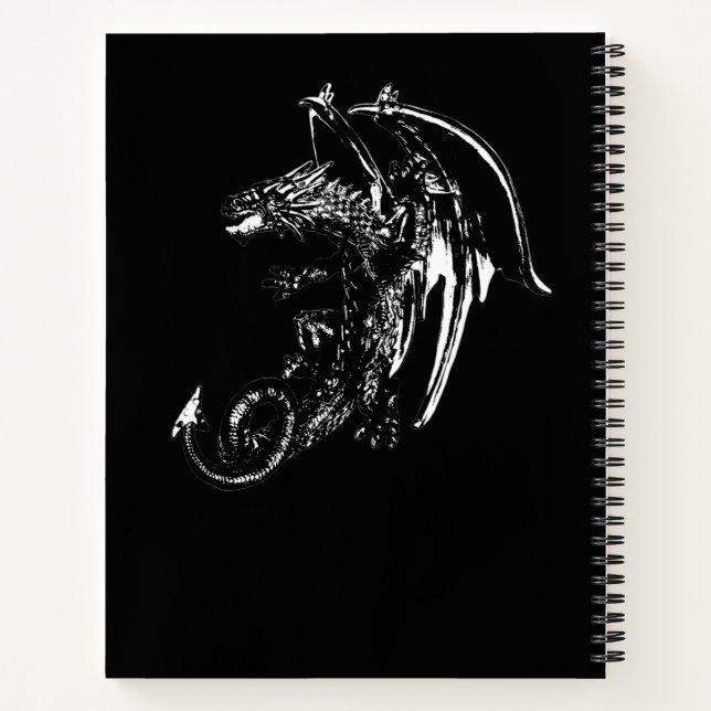 Fierce Mythical Dragon Cosmic Night Sky Aesthetic  Notebook (Back)