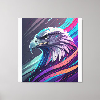 Fierce Neon Eagle — Stylised Head with Geometric  Canvas Print