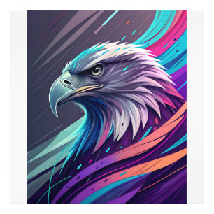 Fierce Neon Eagle — Stylised Head with Geometric Photo Print