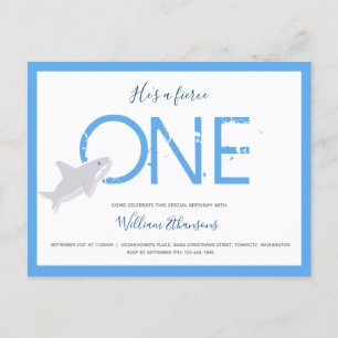 Fierce One Shark Animal First Birthday  Invitation Postcard