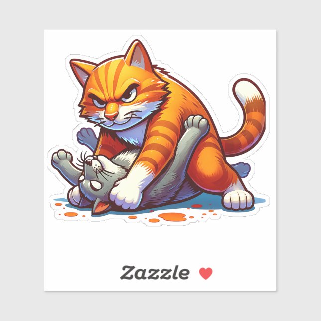 Fierce Orange Cat Grappling Sticker (Sheet)
