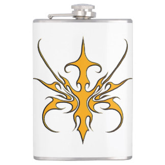 Fierce Orange Tribal Line Art Illustration Hip Flask
