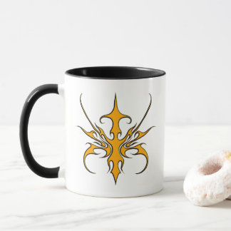 Fierce Orange Tribal Line Art Illustration Mug