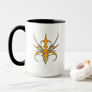 Fierce Orange Tribal Line Art Illustration Mug