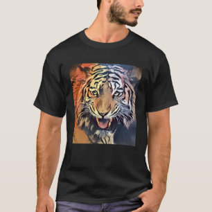 Fierce Painterly Tiger Cool Animal Face Cat Bengal T-Shirt
